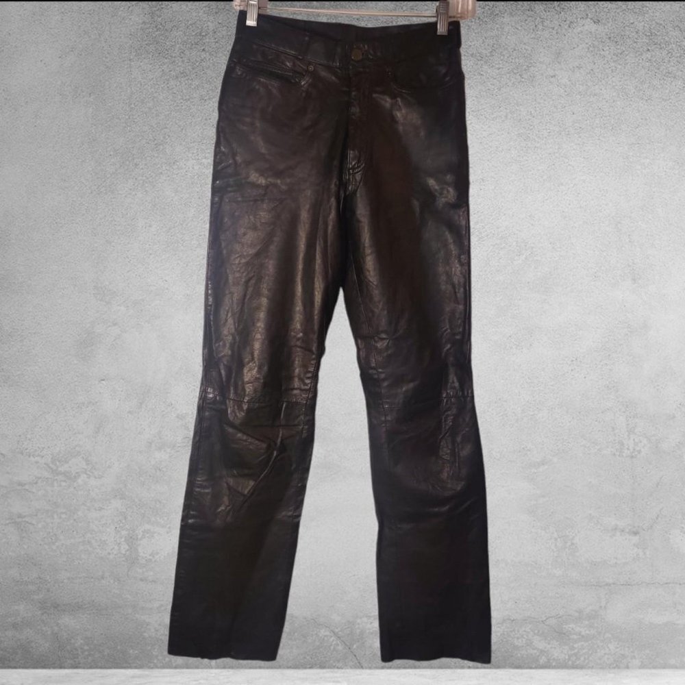 Vintage Genuine Leather Black Trousers !